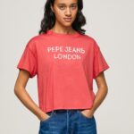 Women Studio Red Pepe Jeans Logo Print T-Shirt 60J40379