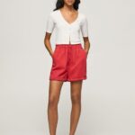 Women Studio Red Pepe Jeans Paper Bag Fit Shorts 60J40533