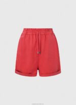 Women Studio Red Pepe Jeans Paper Bag Fit Shorts 60J40533 - Image 5
