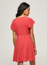 Women Studio Red Pepe Jeans Patrizia Crossed Collar Dress 60J40166 - Image 4