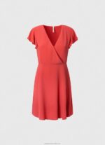 Women Studio Red Pepe Jeans Patrizia Crossed Collar Dress 60J40166 - Image 5