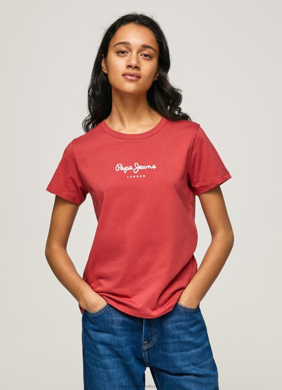 women_studio_red_pepe_jeans_printed_t_shirt_60j40456.jpg Women Studio Red Pepe Jeans Printed T-Shirt 60J40456 - Image 1