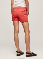 Women Studio Red Pepe Jeans Regular Fit Cotton Shorts 60J40519 - Image 4