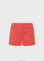 Women Studio Red Pepe Jeans Regular Fit Cotton Shorts 60J40519 - Image 5