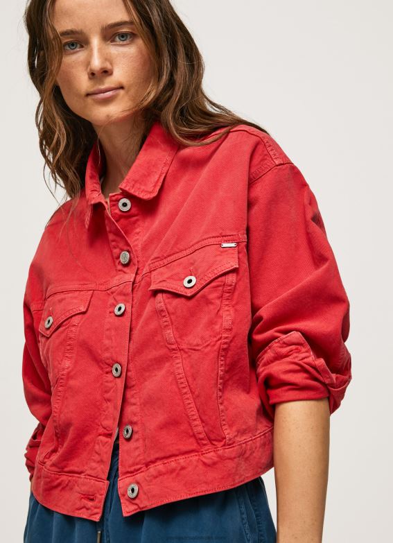 women_studio_red_pepe_jeans_regular_fit_denim_jacket_60j40141.jpg Women Studio Red Pepe Jeans Regular Fit Denim Jacket 60J40141 - Image 1