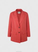 Women Studio Red Pepe Jeans Relaxed Fit Linen Blazer 60J40109 - Image 5