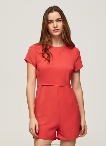 Women Studio Red Pepe Jeans Short Crepe Jumpsuit 60J40203