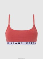 Women Studio Red Pepe Jeans Solid Str Brlt Sports Bra 60J40570