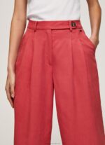 Women Studio Red Pepe Jeans Wide Pleated Trousers 60J40289 - Image 3