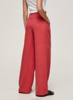 Women Studio Red Pepe Jeans Wide Pleated Trousers 60J40289 - Image 4