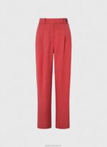 Women Studio Red Pepe Jeans Wide Pleated Trousers 60J40289 - Image 5
