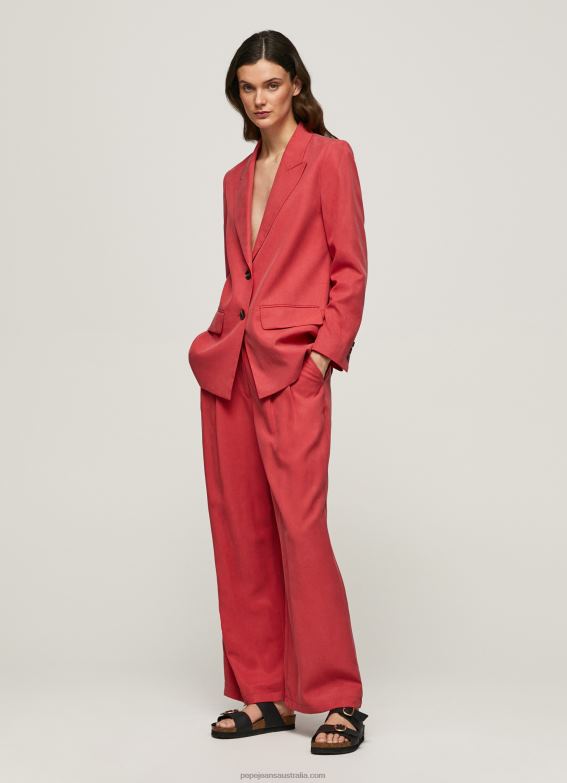 women_studio_red_pepe_jeans_wide_pleated_trousers_60j40289.jpg Women Studio Red Pepe Jeans Wide Pleated Trousers 60J40289 - Image 1