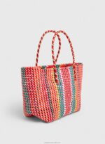 Women Studio Red Pepe Jeans Woven Plastic Tote Bag 60J40720 - Image 3