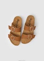 Women Tan Pepe Jeans Oban Anatomical Sandals 60J40654 - Image 2