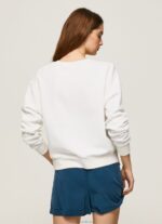 Women White Pepe Jeans 1973 Logo Plush Sweatshirt 60J40280 - Image 5