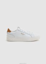 Women White Pepe Jeans Adams Basic Leather Sneakers 60J40585