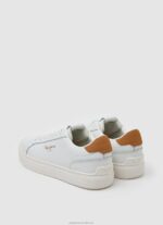 Women White Pepe Jeans Adams Basic Leather Sneakers 60J40585 - Image 4