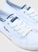 Women White Pepe Jeans Brady Basic Sneakers 60J40636 - Image 5