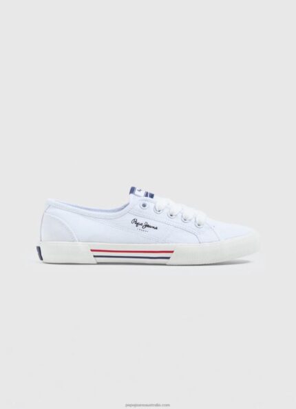 Women White Pepe Jeans Brady Basic Sneakers 60J40636