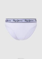 Women White Pepe Jeans Classic Panty With Printed Logo 60J40542