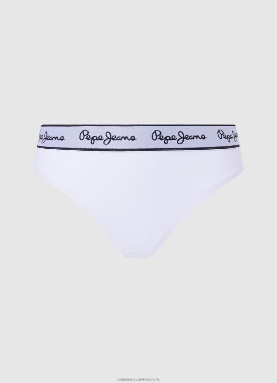 women_white_pepe_jeans_classic_thong_with_printed_logo_60j40541.jpg Women White Pepe Jeans Classic Thong With Printed Logo 60J40541 - Image 1