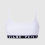 Women White Pepe Jeans Cotton Sports Bra 60J40536