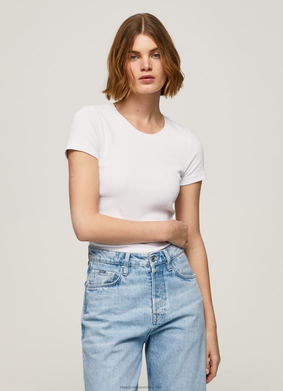 women_white_pepe_jeans_cotton_t_shirt_with_logo_60j40404.jpg Women White Pepe Jeans Cotton T-Shirt With Logo 60J40404 - Image 1