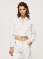 Women White Pepe Jeans Cropped Fit Poplin Shirt 60J40361 - Image 2