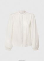Women White Pepe Jeans Embroidered Cotton Dobby Blouse 60J40343 - Image 5