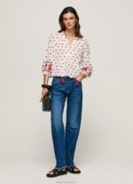 Women White Pepe Jeans Embroidered Cotton Dobby Blouse 60J40345 - Image 2