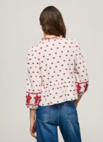 Women White Pepe Jeans Embroidered Cotton Dobby Blouse 60J40345 - Image 4