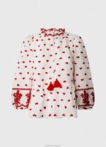 Women White Pepe Jeans Embroidered Cotton Dobby Blouse 60J40345 - Image 5