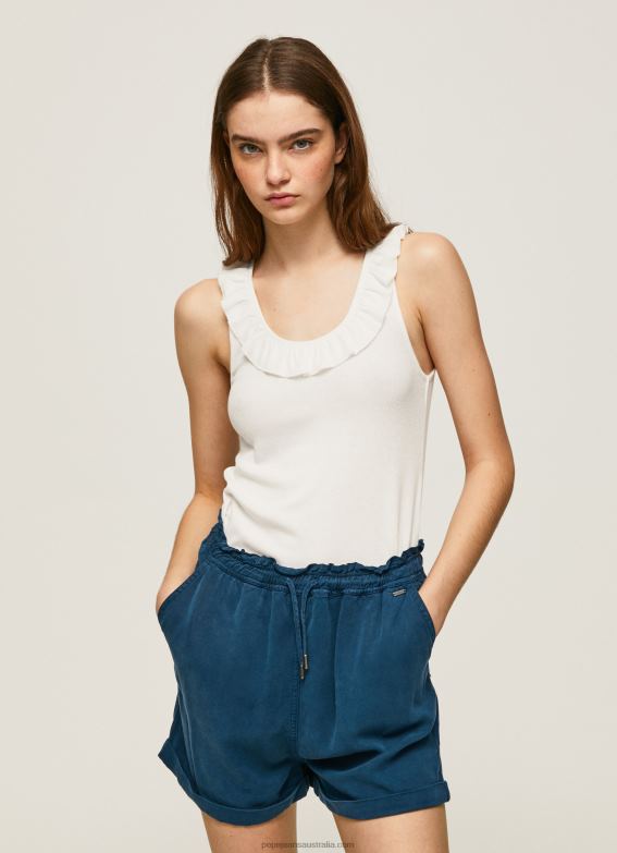 women_white_pepe_jeans_frilled_neckline_t_shirt_60j40390.jpg Women White Pepe Jeans Frilled Neckline T-Shirt 60J40390 - Image 1