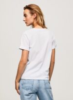 Women White Pepe Jeans Gradient Logo Cotton T-Shirt 60J40421 - Image 4