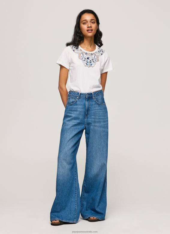 women_white_pepe_jeans_laced_collar_t_shirt_60j40449.jpg Women White Pepe Jeans Laced Collar T-Shirt 60J40449 - Image 1