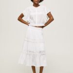 Women White Pepe Jeans Laced Skirt 60J40487