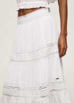 Women White Pepe Jeans Laced Skirt 60J40487 - Image 3