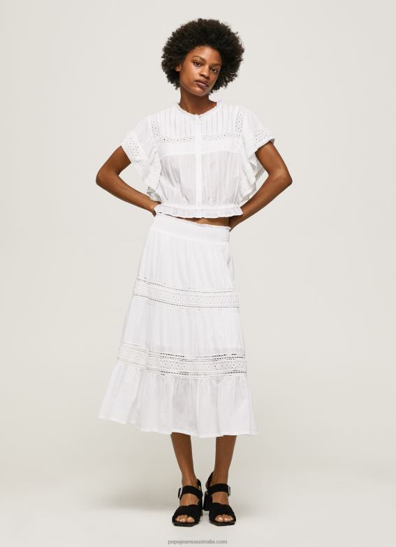 women_white_pepe_jeans_laced_skirt_60j40487.jpg Women White Pepe Jeans Laced Skirt 60J40487 - Image 1