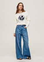 Women White Pepe Jeans Logo Print Cotton Jersey 60J40253 - Image 2
