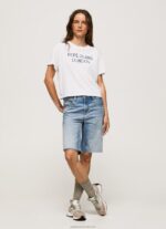 Women White Pepe Jeans Logo Print T-Shirt 60J40378 - Image 2