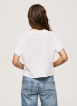 Women White Pepe Jeans Logo Print T-Shirt 60J40378 - Image 4