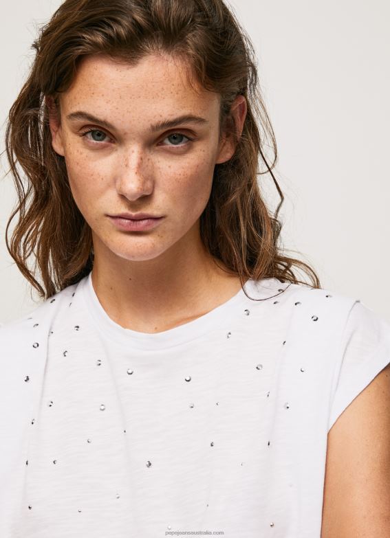 women_white_pepe_jeans_marbled_armhole_sleeved_t_shirt_60j40409.jpg Women White Pepe Jeans Marbled Armhole-Sleeved T-Shirt 60J40409 - Image 1