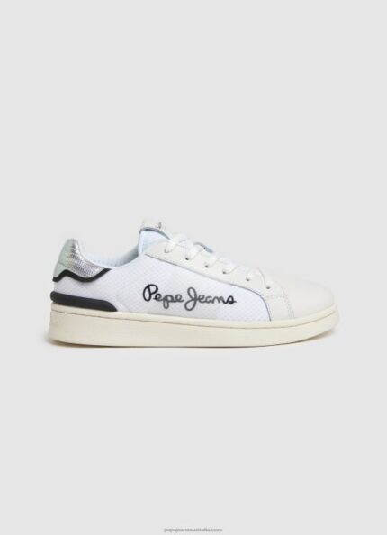 Women White Pepe Jeans Milton Mesh Combined Sneakers 60J40612