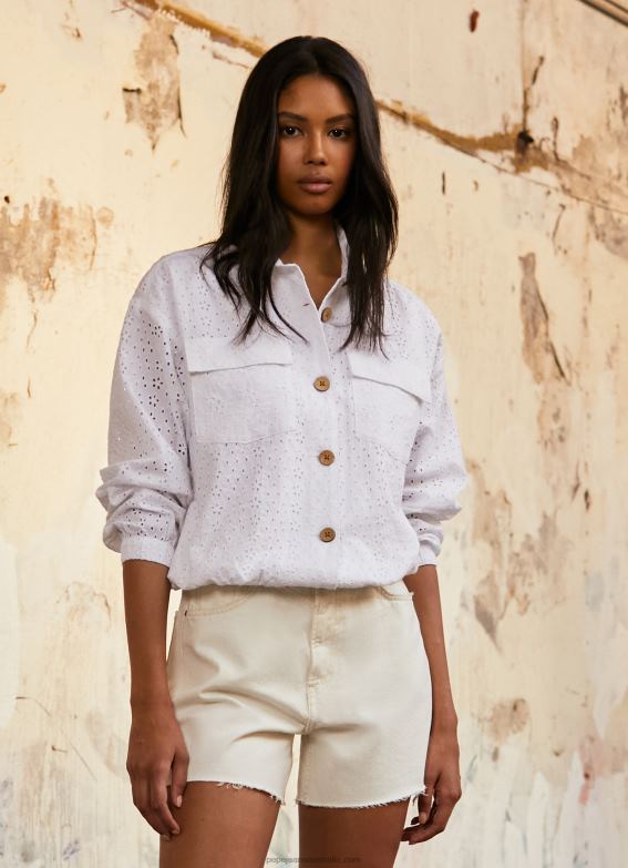 women_white_pepe_jeans_openwork_cotton_jacket_60j40142.jpg Women White Pepe Jeans Openwork Cotton Jacket 60J40142 - Image 1