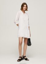 Women White Pepe Jeans Patris Dress With Openwork Details 60J40148 - Image 2