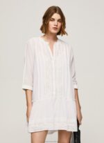 Women White Pepe Jeans Patris Dress With Openwork Details 60J40148