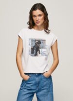 Women White Pepe Jeans Photo Print T-Shirt 60J40410