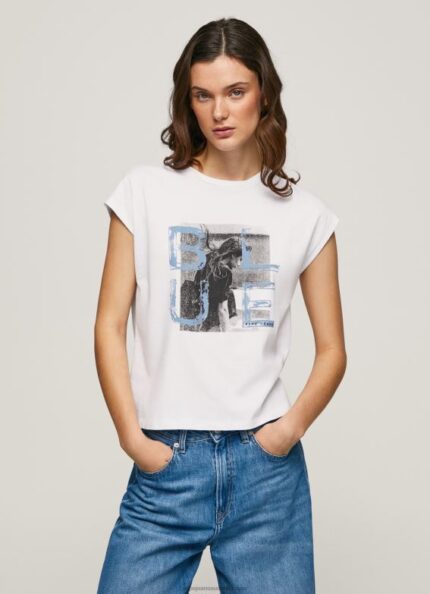 Women White Pepe Jeans Photo Print T-Shirt 60J40410