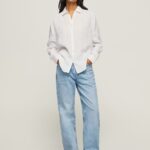 Women White Pepe Jeans Plain Regular Fit Shirt 60J40333