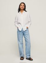 Women White Pepe Jeans Plain Regular Fit Shirt 60J40333